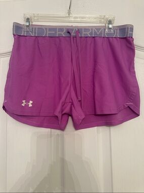 Under Armour Women’s Magenta Athletic Shorts with Gray Waistband